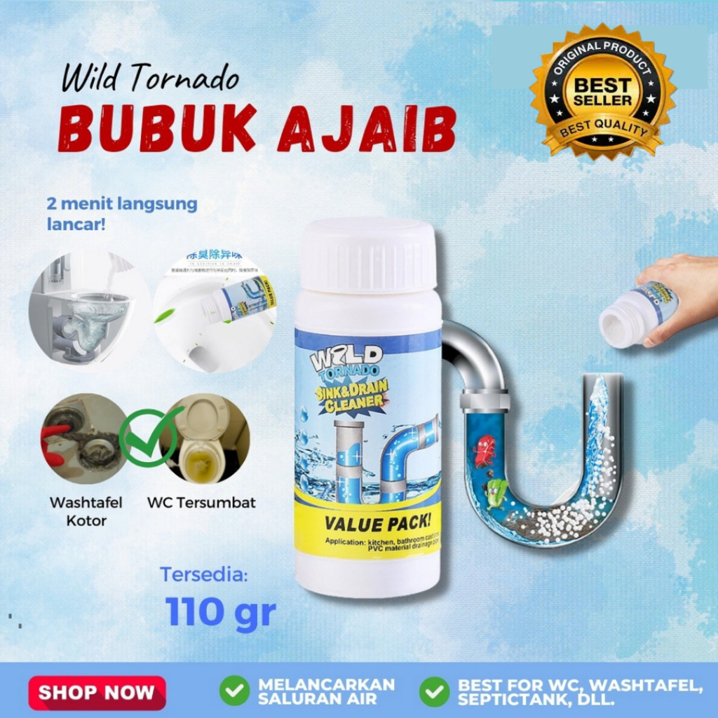 WILD TORNADO Pembersih Pipa Toilet Tersumbat/ Anti Mampet Wastafel/ Pembersih Pipa Saluran Air
