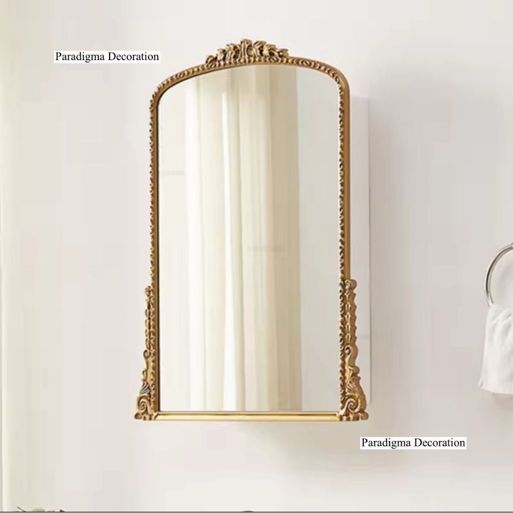 Cermin 2in1 Tempat Penyimpanan Kosmetik Make Up Dinding Vintage Antik Kayu Kombinasi Kaca Cermin Was