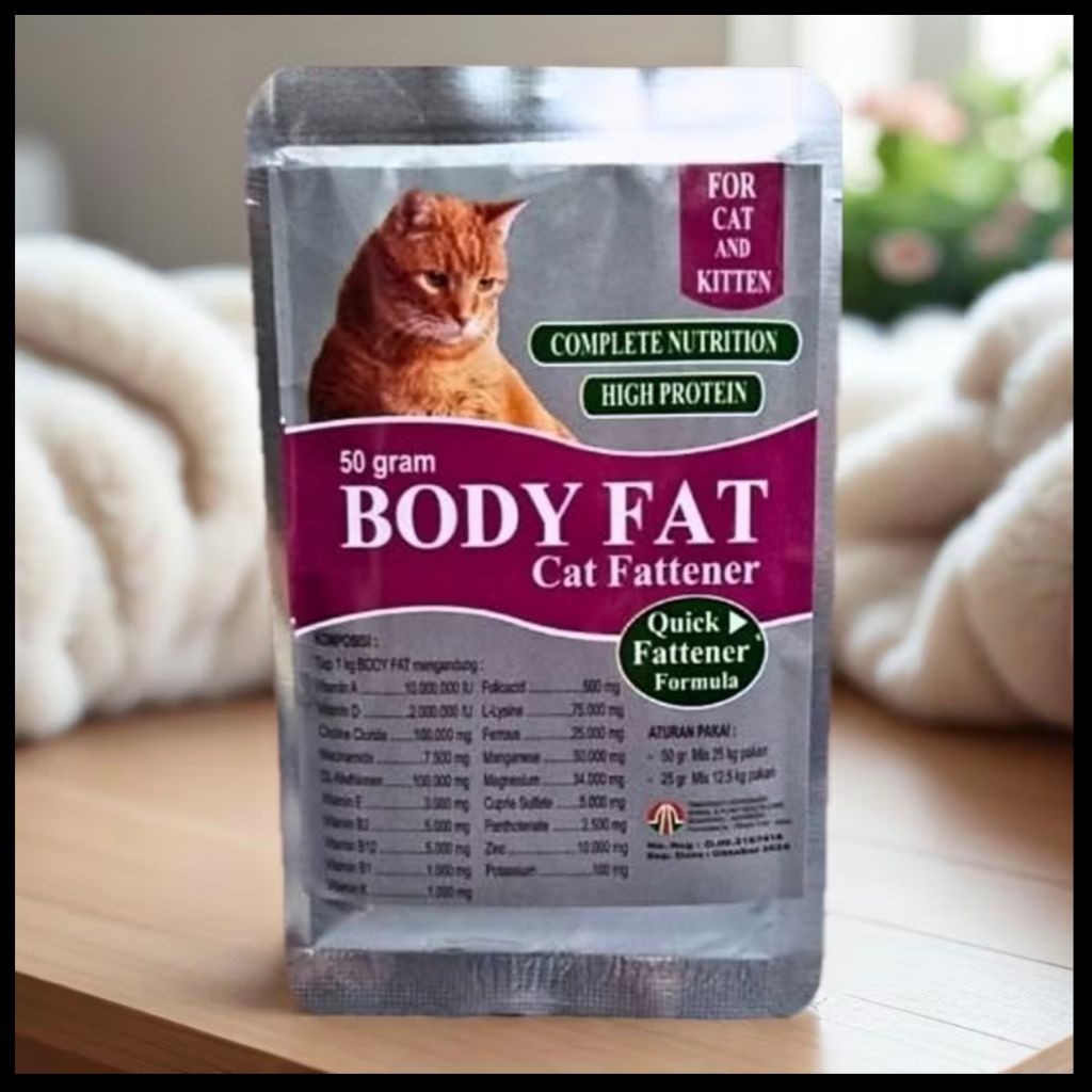 Body fat cat powder bubuk penambah nafsu makan kucing vitamin kucing 50gr