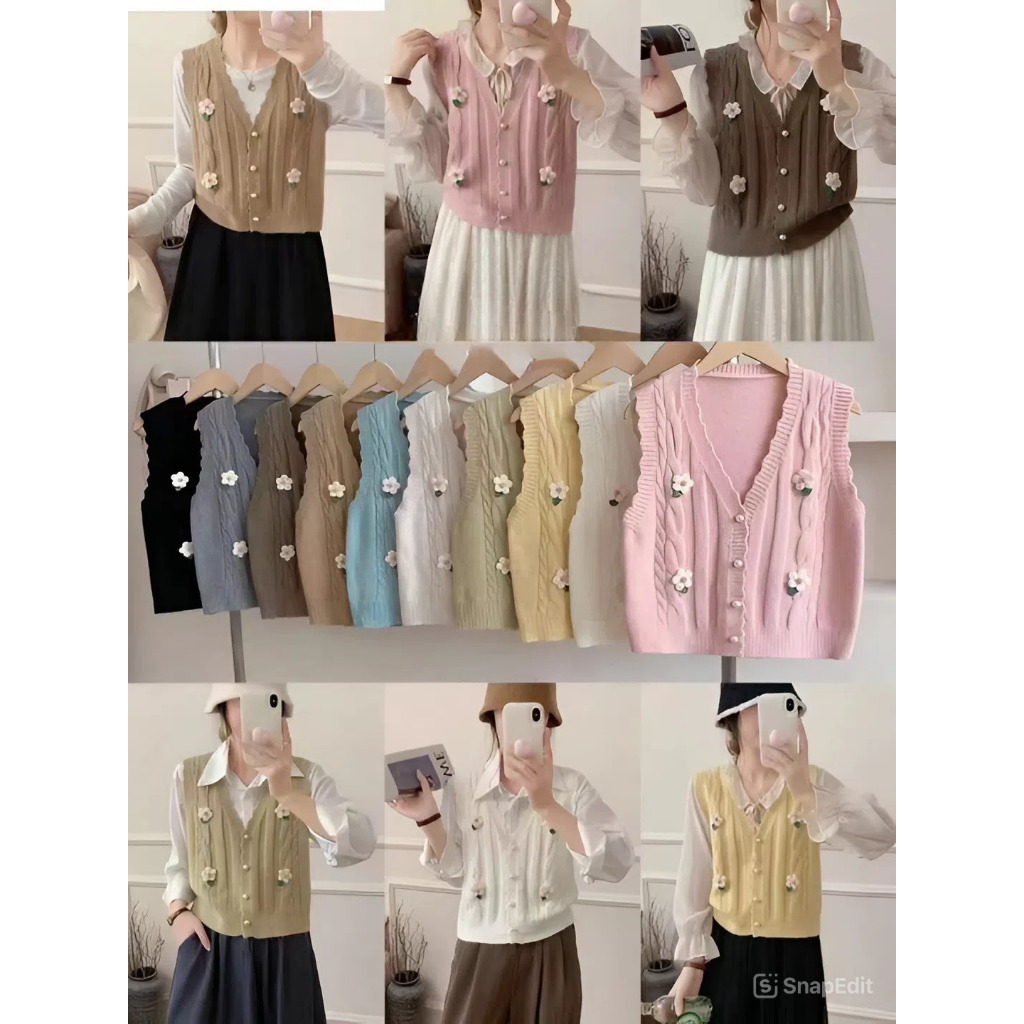 Vest Rompi Rajut Wanita YZ Outer KODE #2313 Bahan Rajut Outer Wanita Korean Style Tanpa Lengan OOTD 