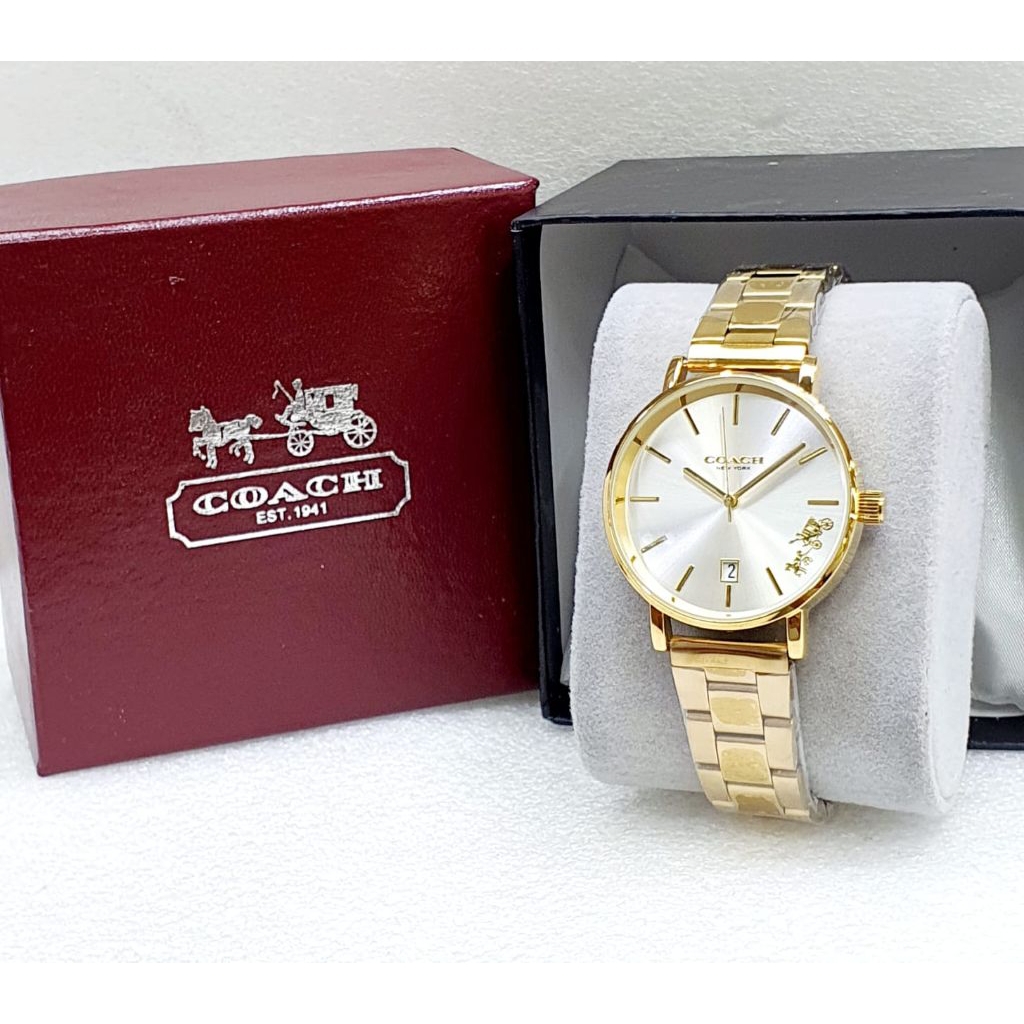 Jam Tangan Wanita COACH New York Rose Gold Stainless Steel – Quartz Date Display
