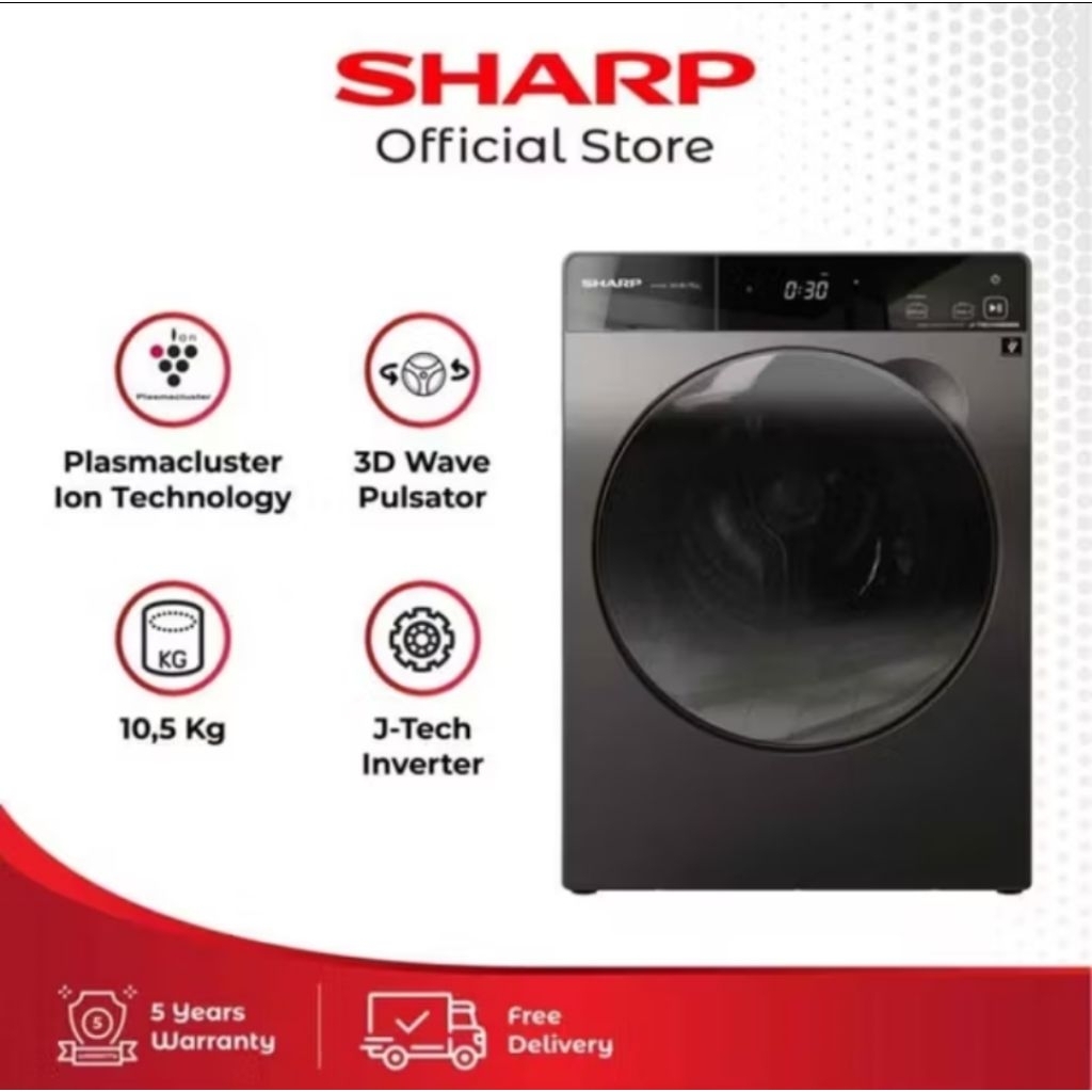 Sharp ES-FL1410MSX - Mesin Cuci Front Loading 10 Kg Inverter