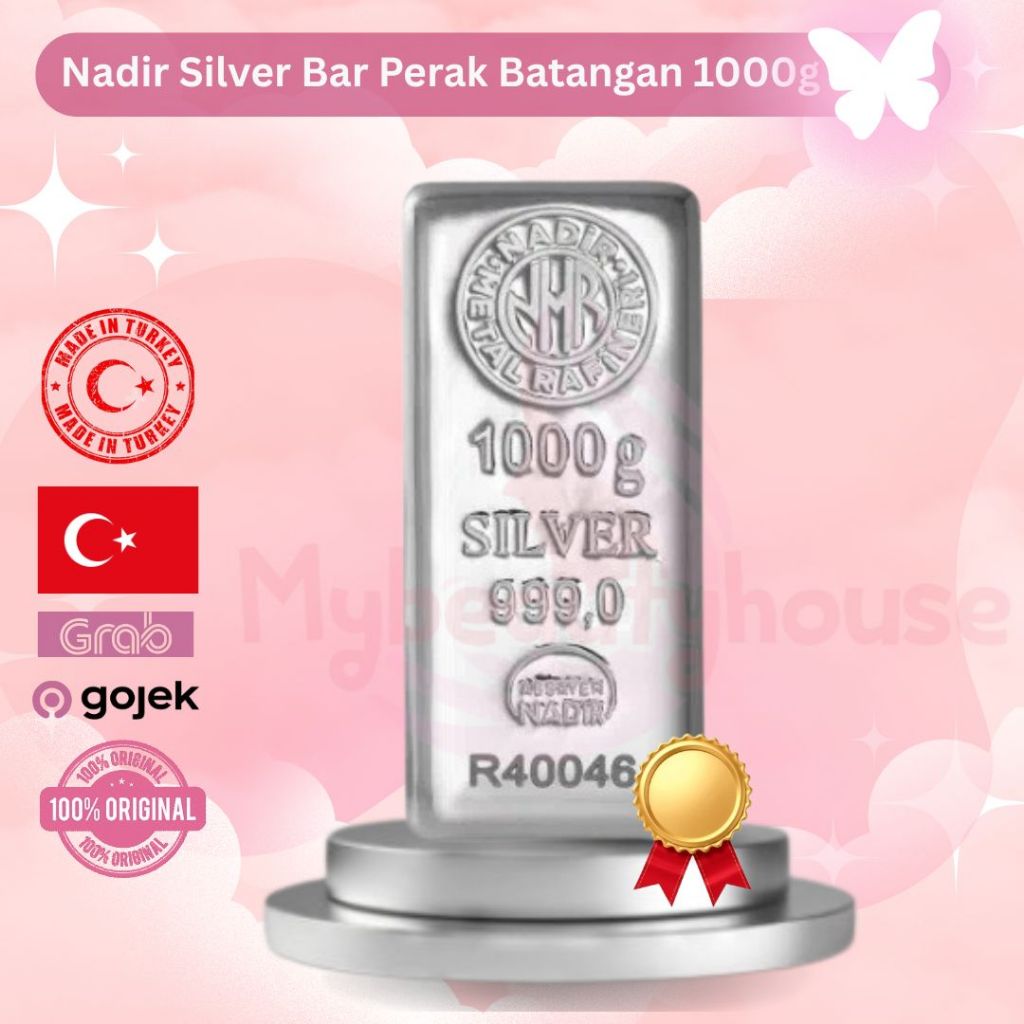 Nadir Silver Bar Perak Batangan 1000 Gram 99.99% | Silver Bar Nadir 1Kg | Bersertifikat - Original