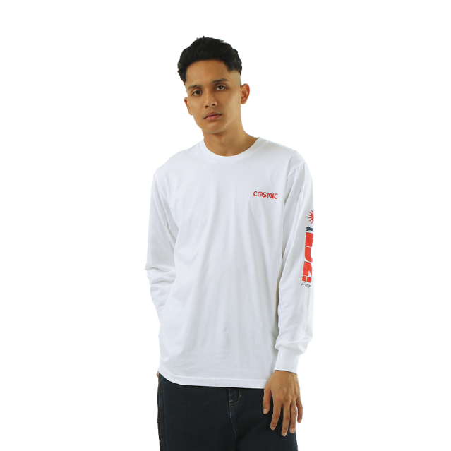 Cosmic T-Shirt Pria SHINE WHITE LS Kaos Lengan Panjang