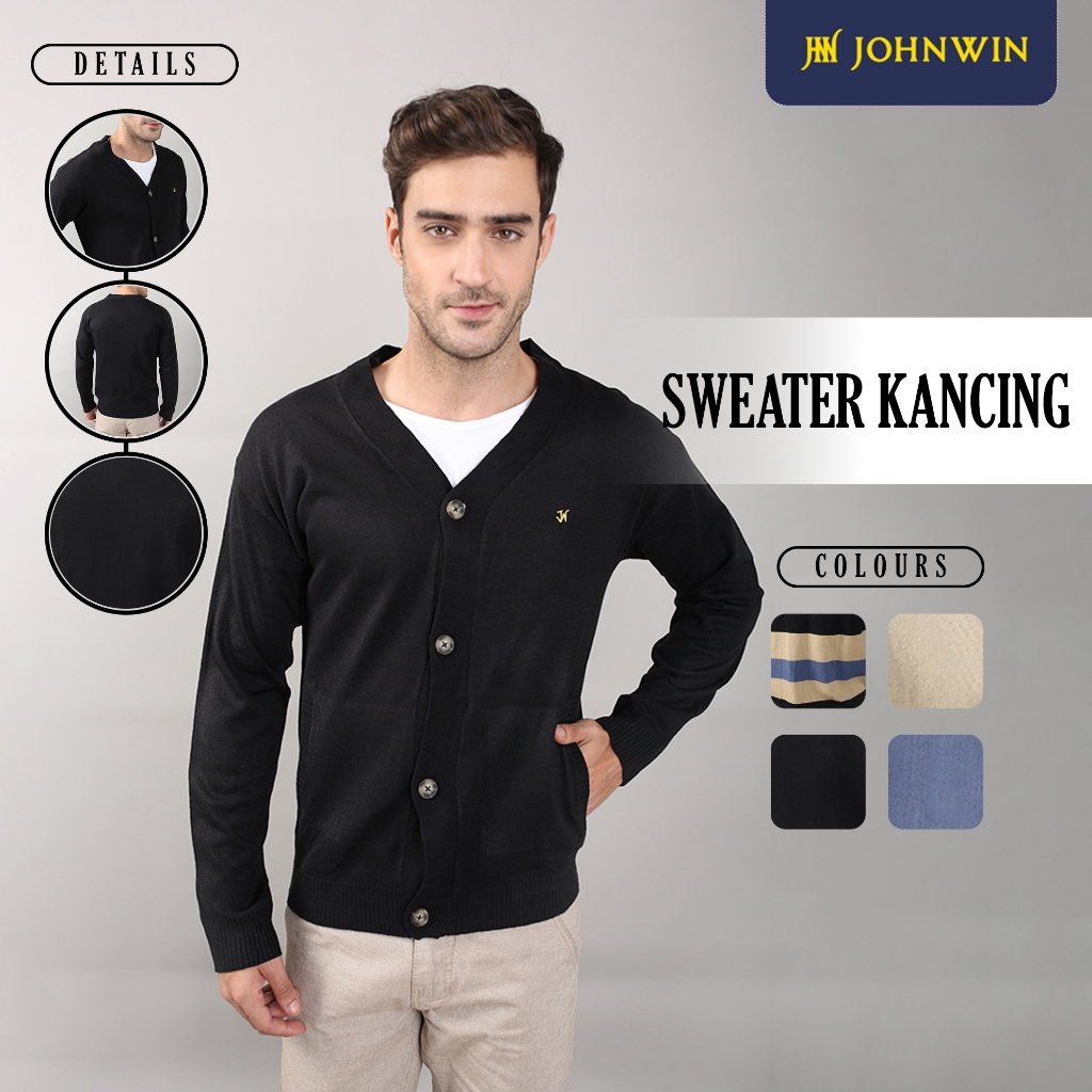 Johnwin - Cardigan Active Casual - Outer Pria - Hitam - ASW.662.D046.003.C