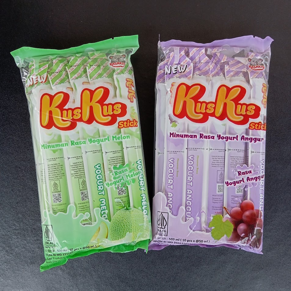 KUSKUS YOGURT STICK ISI 10pcs/Ice Stick, Rasa Stroberi, Anggur, Melon dan Mangga/ICE CREAM YOGURT/HA