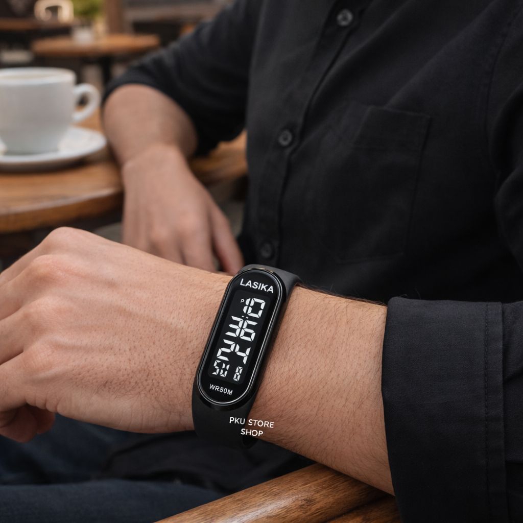 Jam Tangan Pria Wanita Digital Tahan Air WR50M Tali Karet - Lasika Original Free Box
