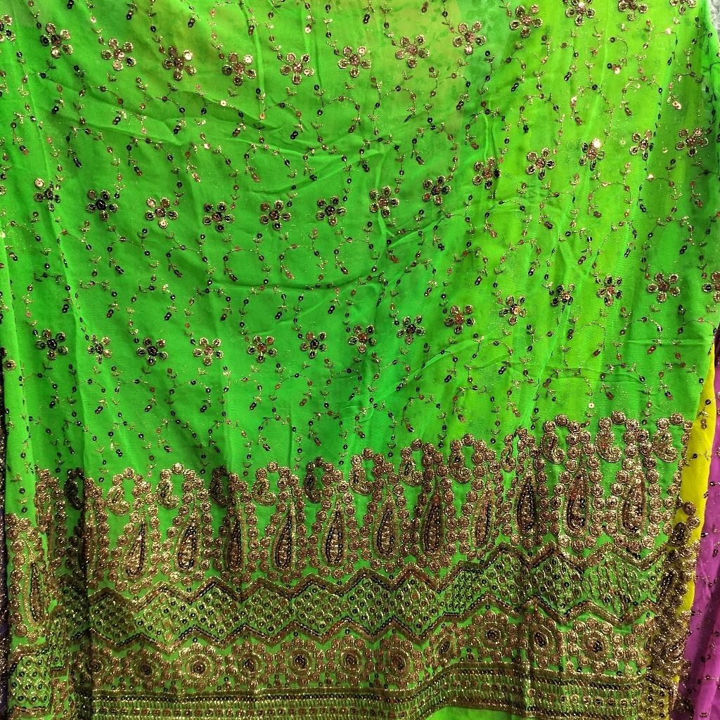 bahan kain sari India Payet bordir premium terbaru/kain sifon sari India bordir mewah