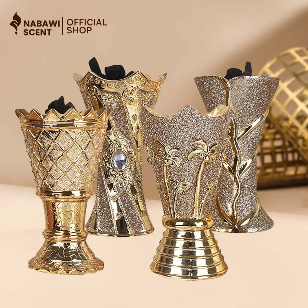 TERLARIS Nabawi Scent Prapen Gold Besar Mabhara Emas Tempat Pembakaran Bukhur Arab Dupa Bakaran