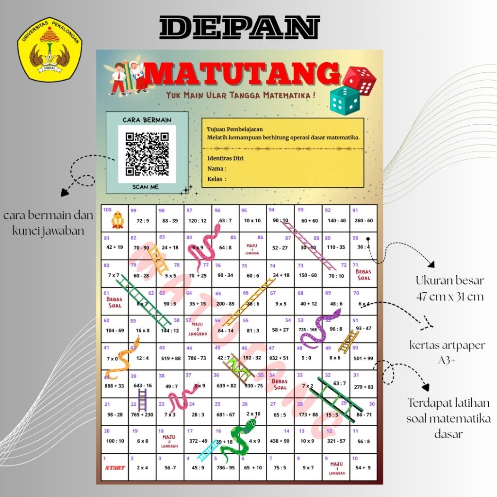 Alat Peraga Operasi Hitung Dasar - Ular Tangga Matematika