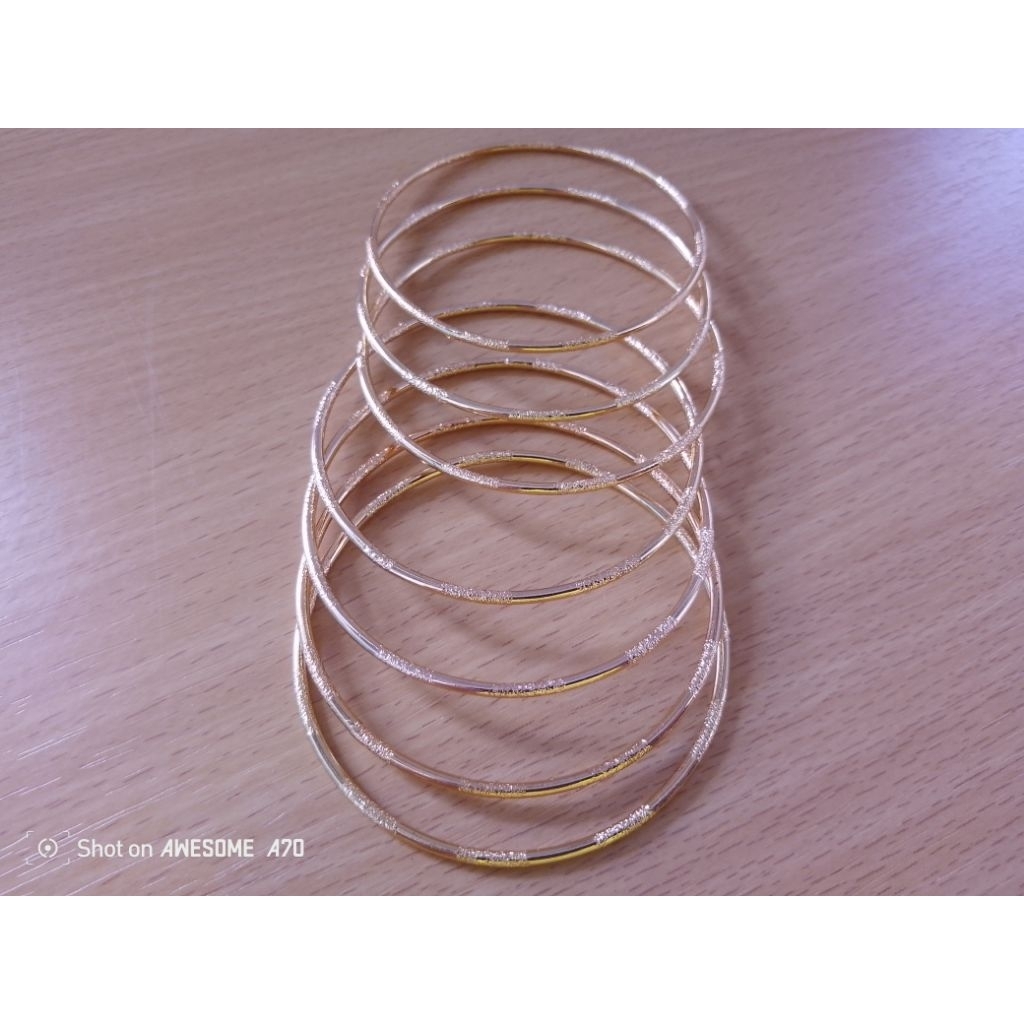 Satu Set Gelang Keroncong Lapis Emas 24 Karat (Bekas Pemakaian) Ori