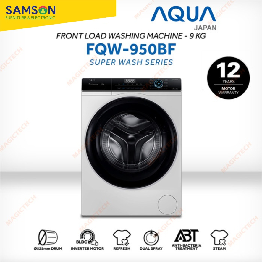 MESIN CUCI FRONT LOADING AQUA 9 KG FQW-950BF / FQW-950 BF INVERTER