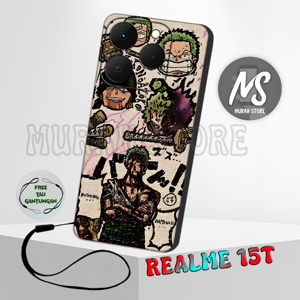 MS5/ Softcase Karet REALME 15T + TALI GANTUNGAN HP / Motif Anime / Case REALME 15T / Silikon REALME 