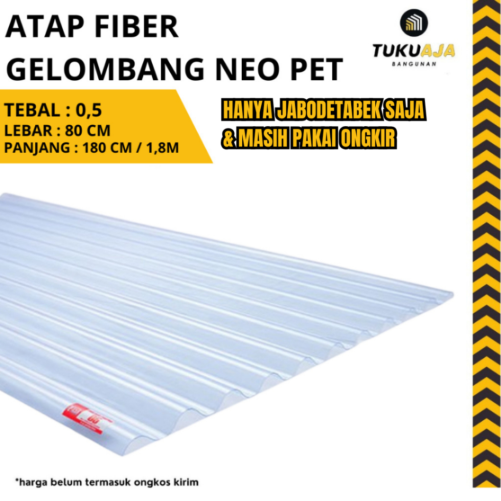 HANYA PENGIRIMAN JABODETABEK - Atap Transparan Bening Gelombang Neo PET Roofing Fiber Glass 1,8M