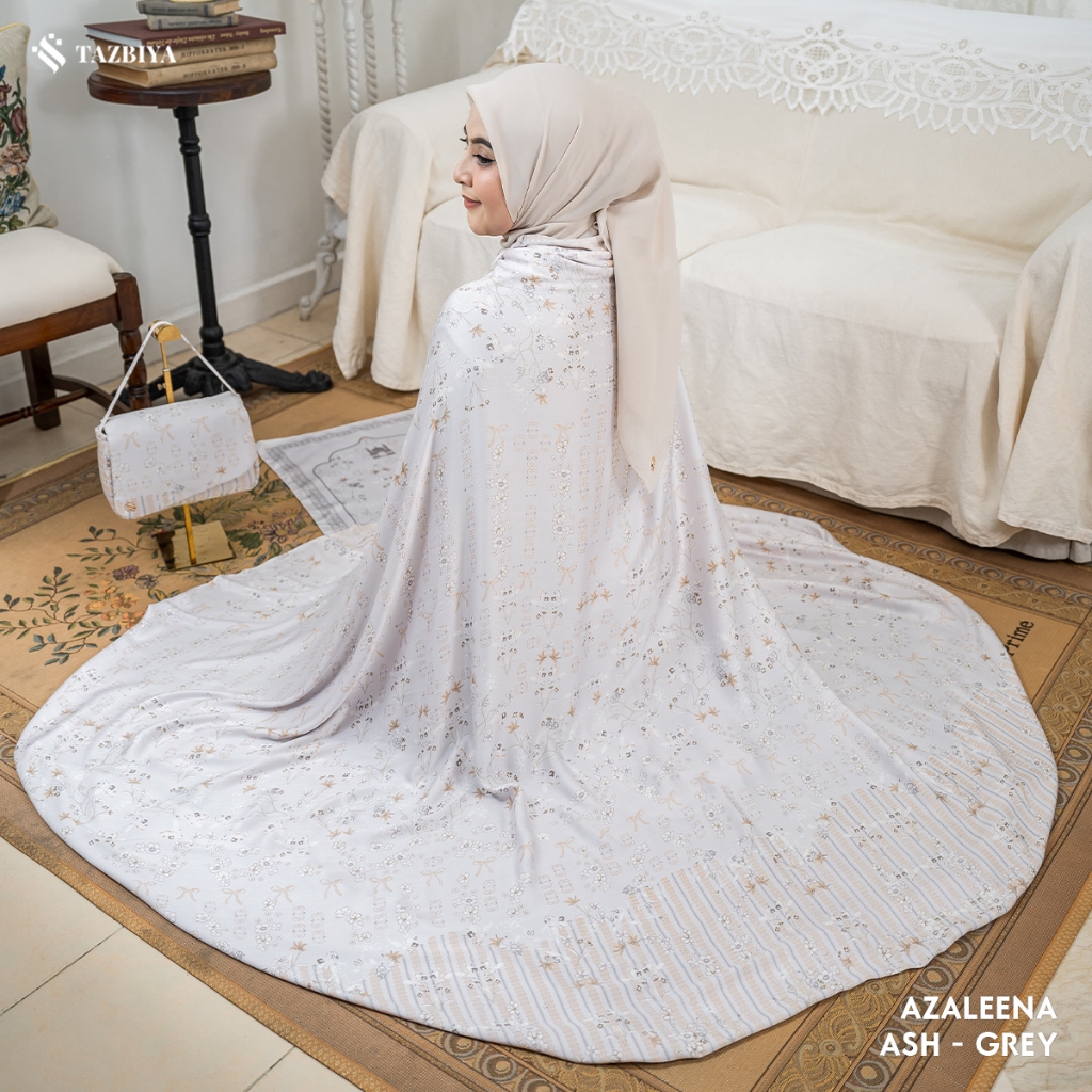 MUKENA TAZBIYA PREMIUM AZALEENA SERIES | Mukena Rayon Satin 2IN1 Free Sajadah | Mukena Motif Floral 