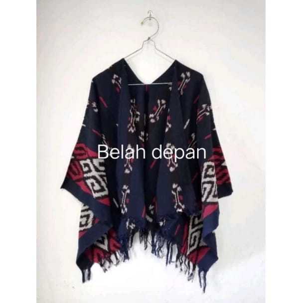 Cardigan Pendek Tenun Wanita Model Kelelawar, Baju Outer Tenun Kekinian Terbaru - Motif Kupat Navi