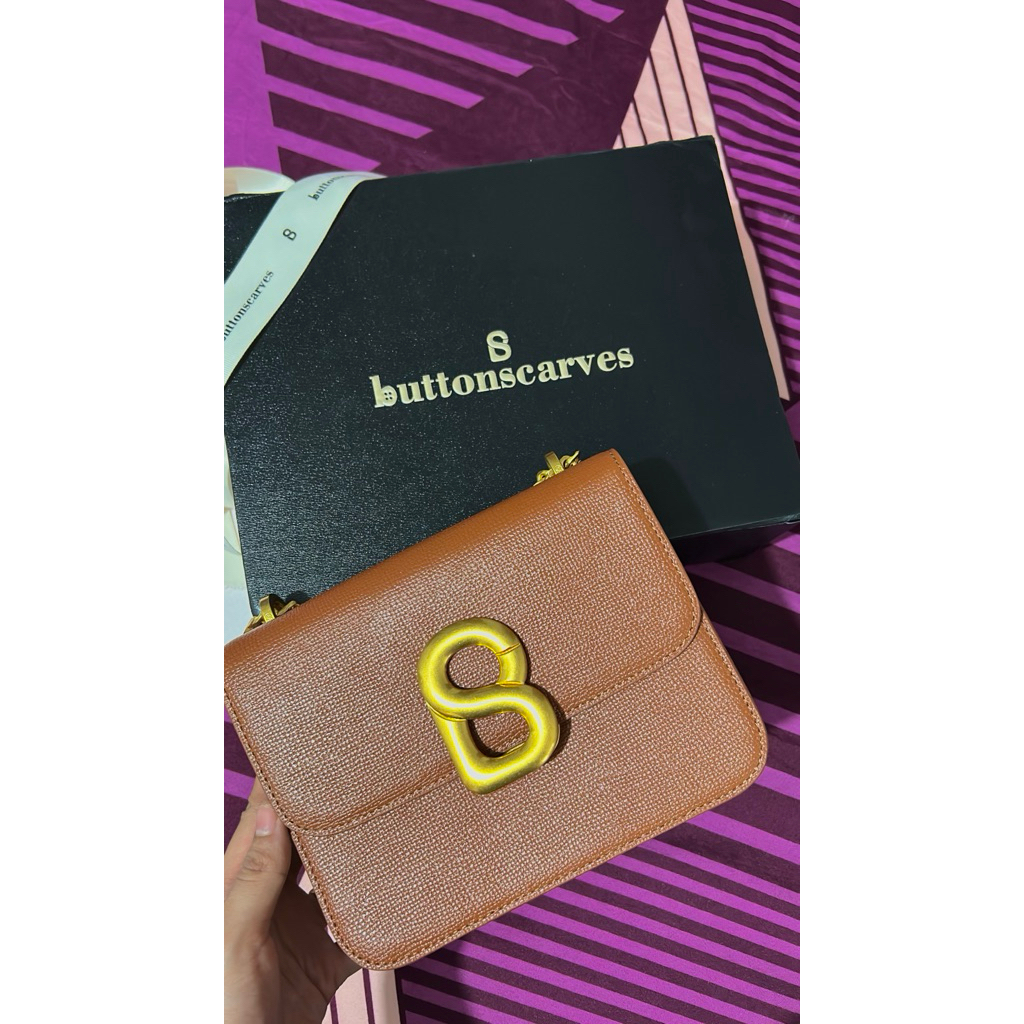 Tas Buttonscarves Audrey Chain Leather Caramel