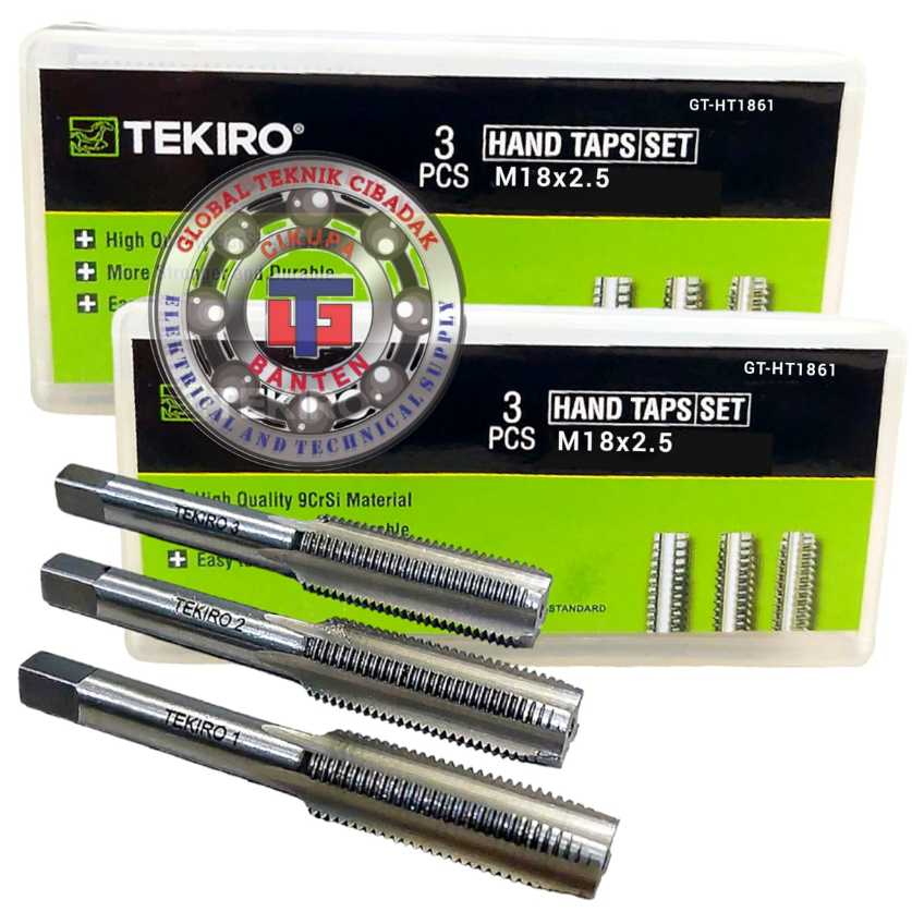 Hand Tap Set M18 X 2.5 mm 3 Pcs Tekiro - 1 Set Hand Tap M18x2.5 mm Tekiro
