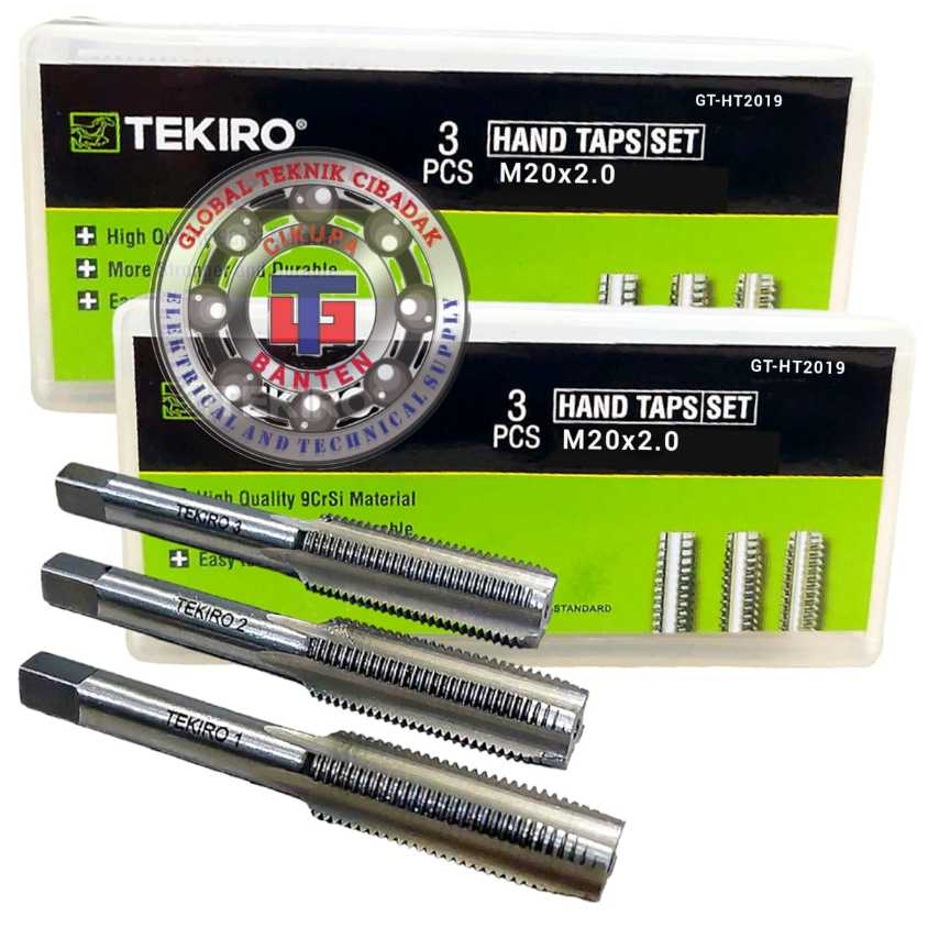 Hand Tap Set M20 X 2 mm 3 Pcs Tekiro - 1 Set Hand Tap M20x2.0 mm Tekiro