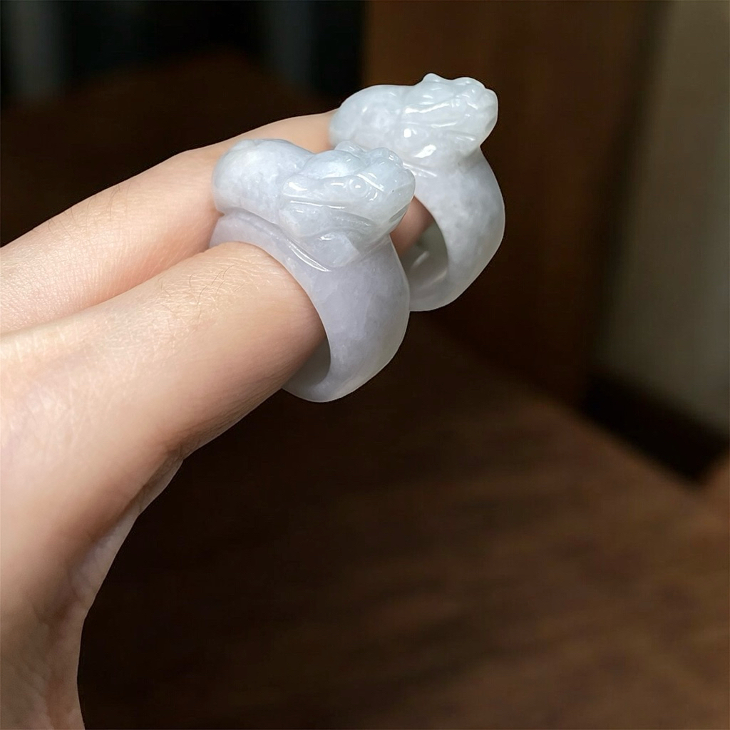 [Certified] - Pixiu White Jade Ring Type A Cincin Giok Pixiu