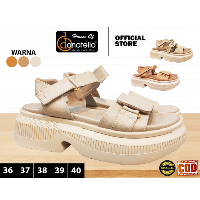 DONATELLO OI Sepatu Sendal wanita perempuan tali sol tebal anti slip terbaru Kasual Original