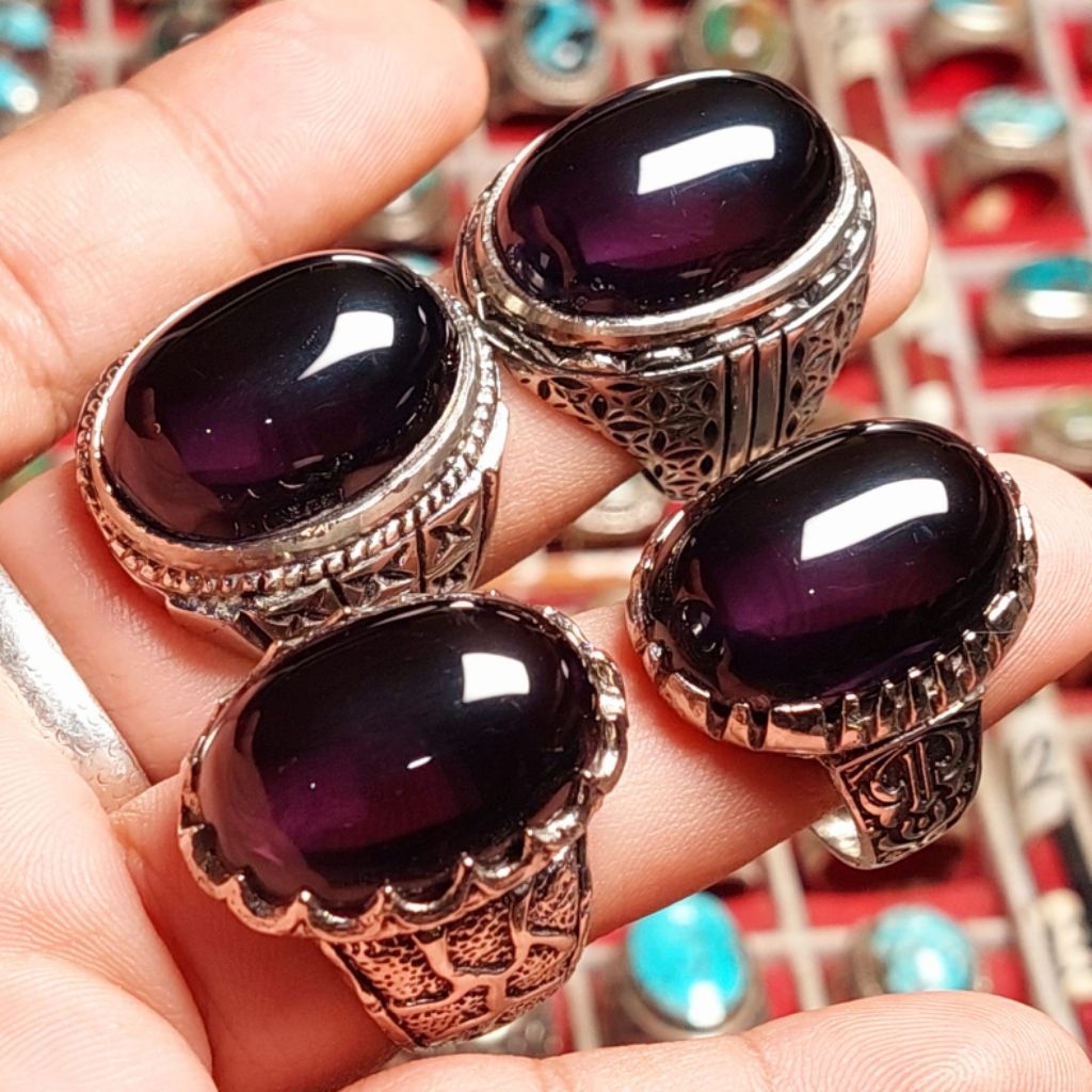 Cincin batu kecubung wulung 25mm AD clean bersih tidak ada serat