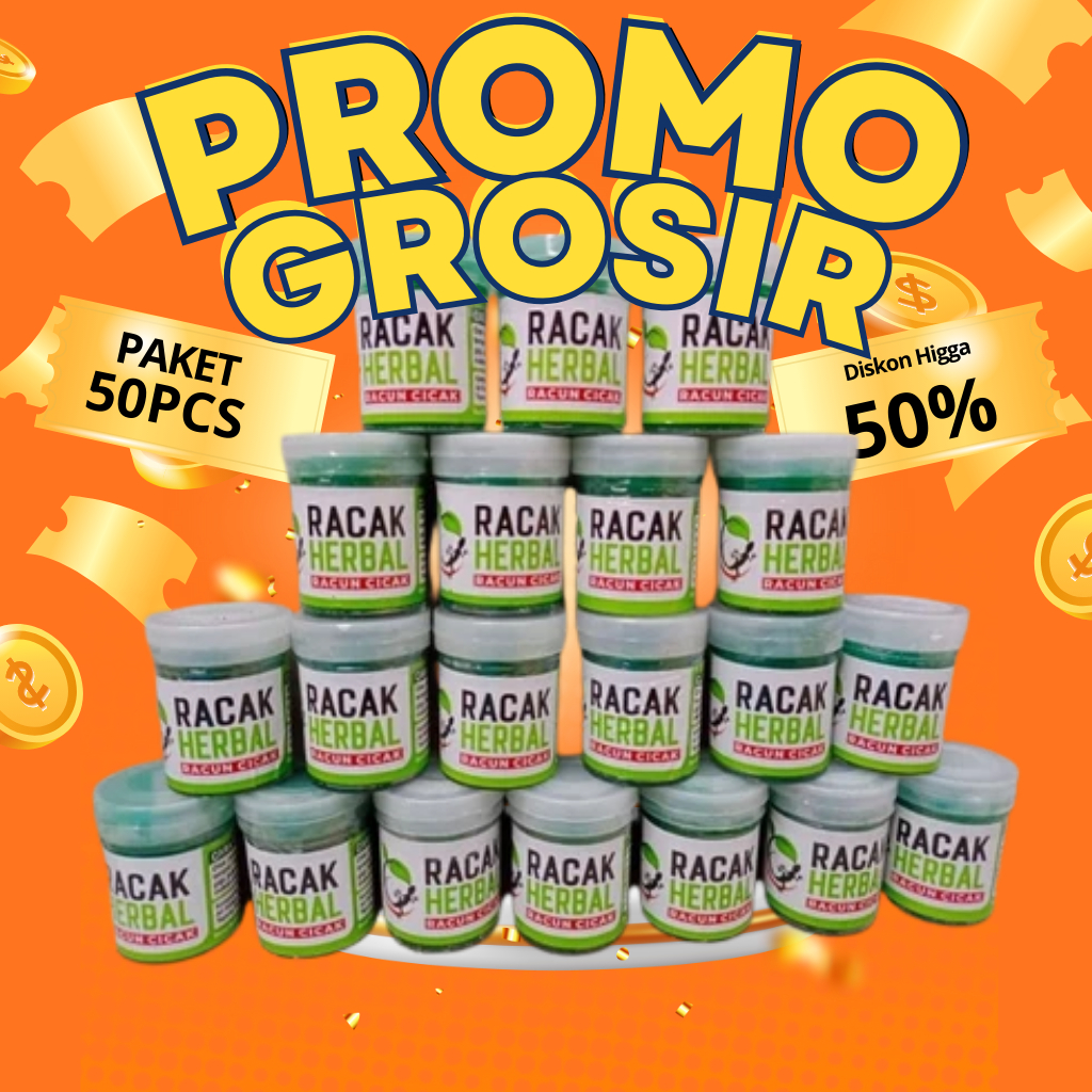 Grosir racak herbal racun cicak dan tokek paket 50 pcs