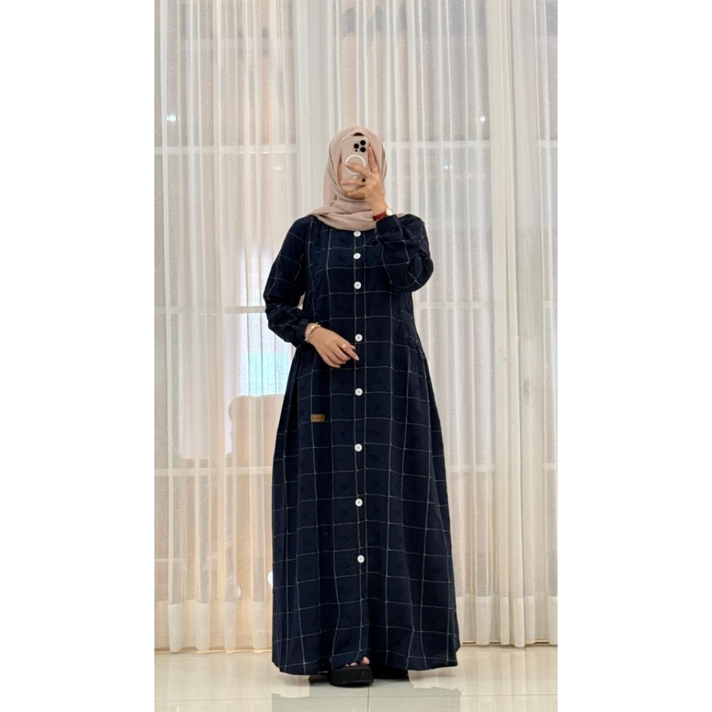 Gamis Dress Nadheefa Motif Hitam Katun