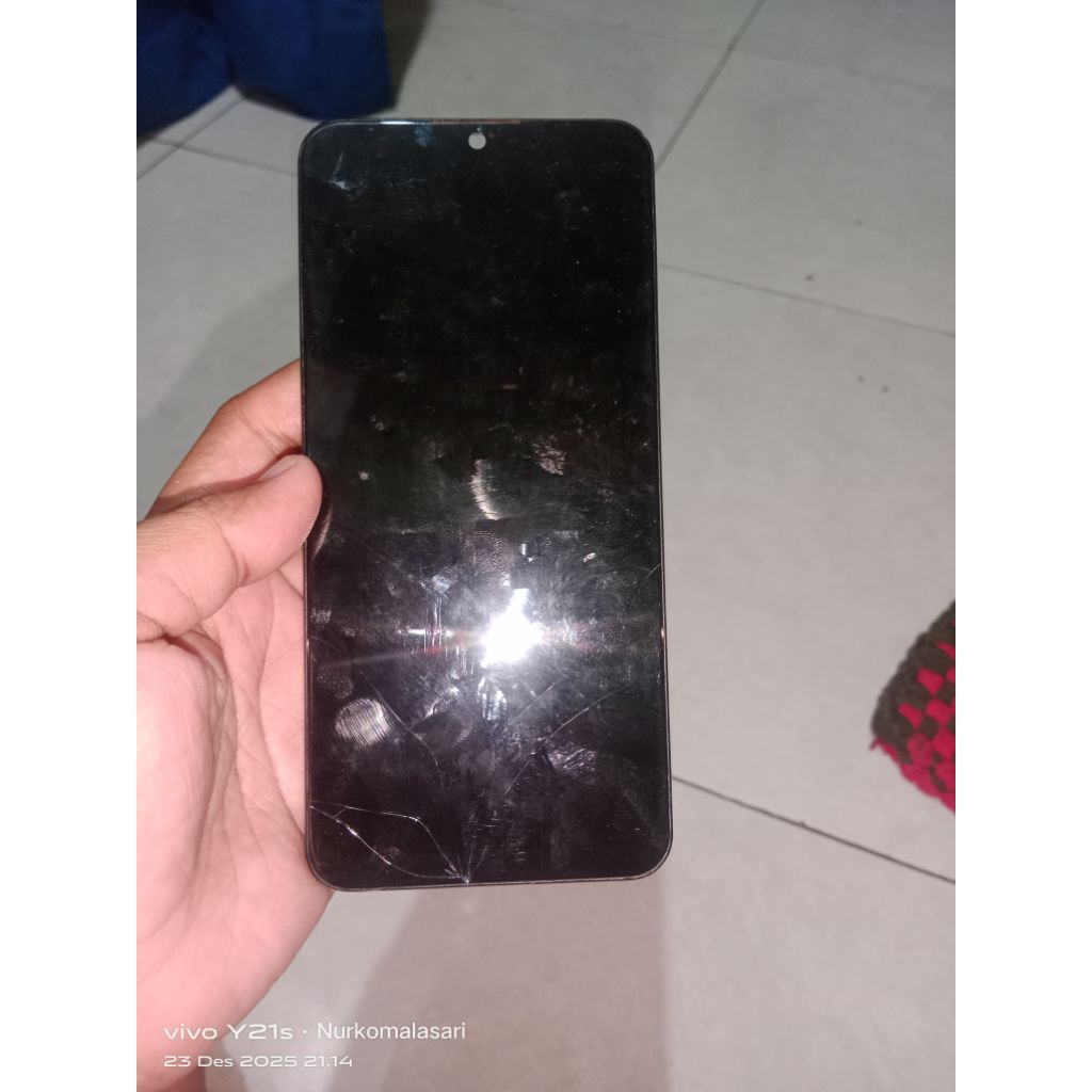 LCD Vivo Y12 second ori cabutan normal minus retak bagian bawah
