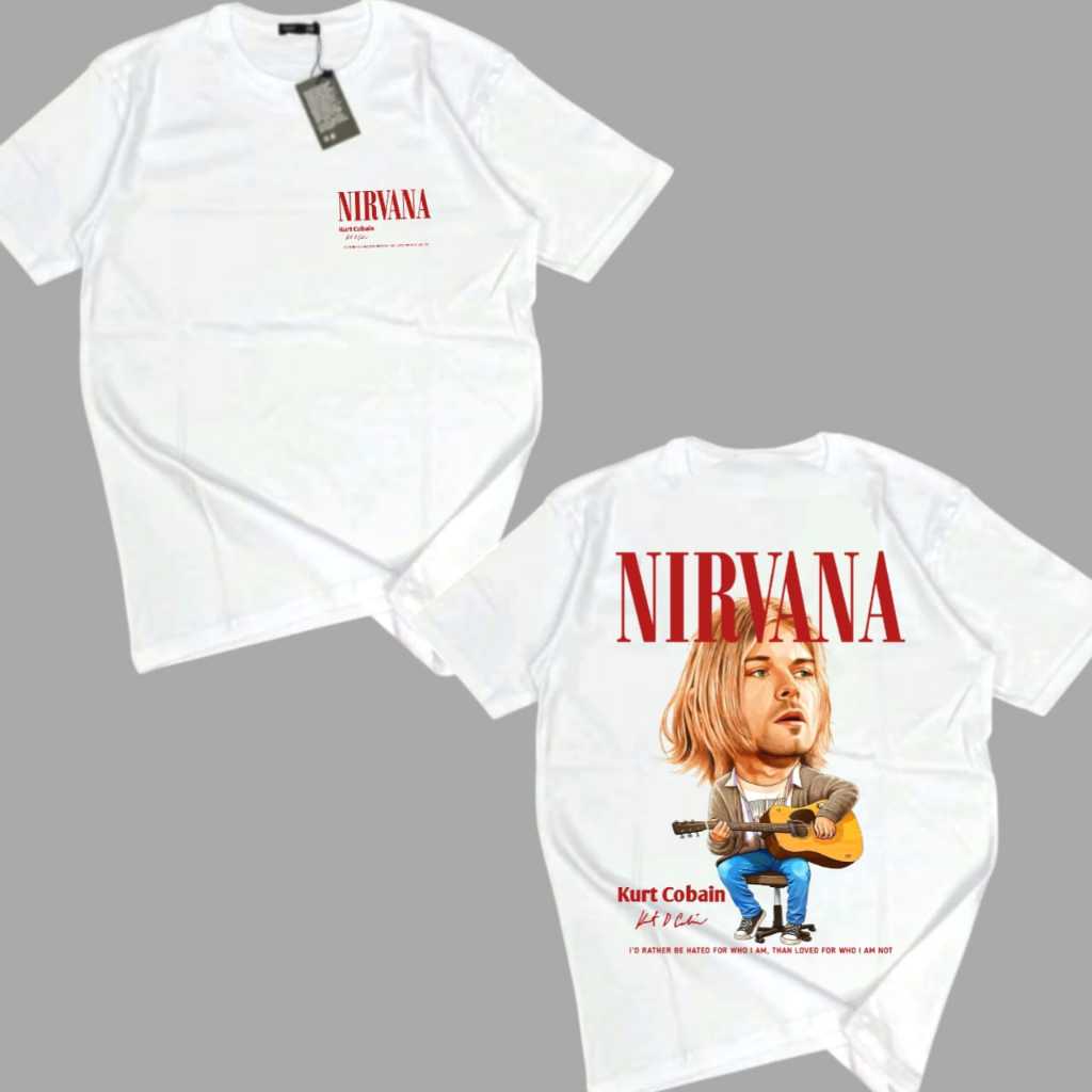 Kaos Nirvana Vintage Putih 100% Katun Combad 24s | Kaos Band Nirvana | Baju Nirvana | Kaos Band Meta