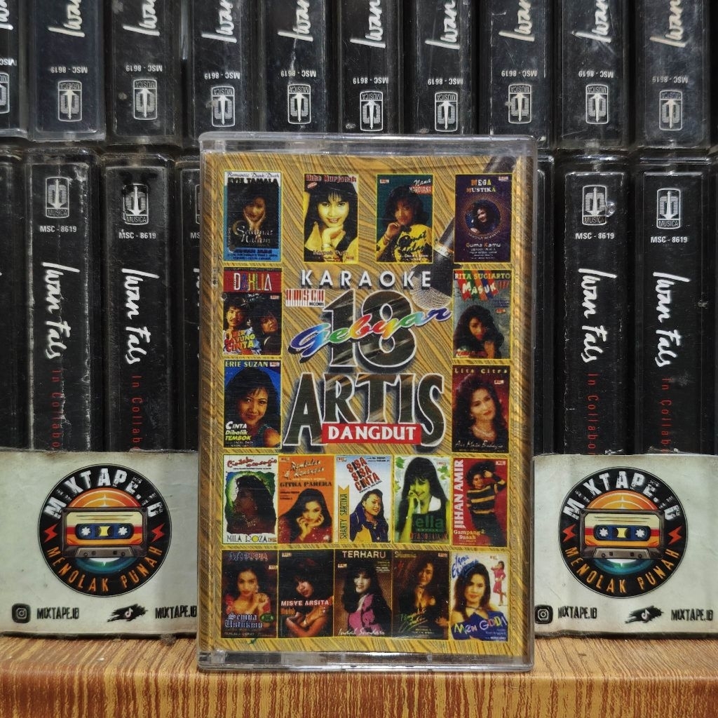 Kaset - Gebyar 18 Artis Dangdut (Karaoke) - Kompilasi Indonesia - Kaset Pita - Radio Tape - Radio - 