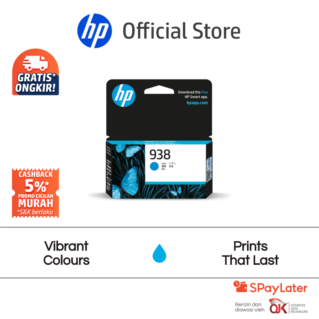 Tinta Printer HP 938 Cyan / Magenta / Yellow Original Warna Colour Cartridge Asli Ori Promo Murah Gr
