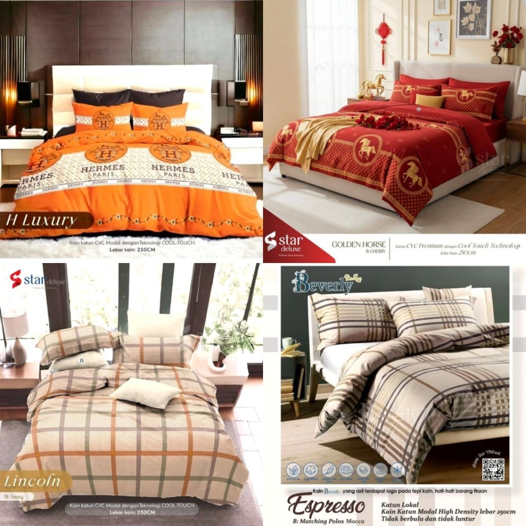 BEDCOVER + SPREI KATUN LOKAL ESRA MOTIF ABSTRAK