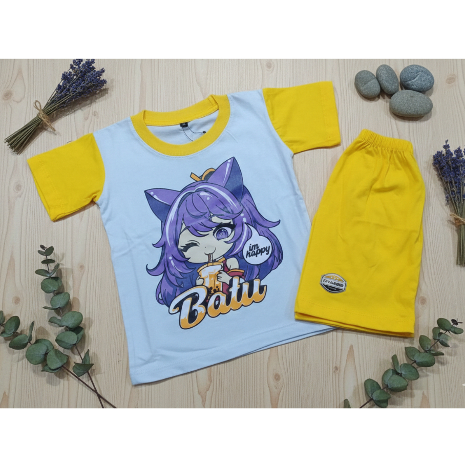 Setelan Baju Celana Anak Laki Laki Perempuan Katun Murah Oleh Oleh Khas Kota Batu Malang Usia 1-6 ta