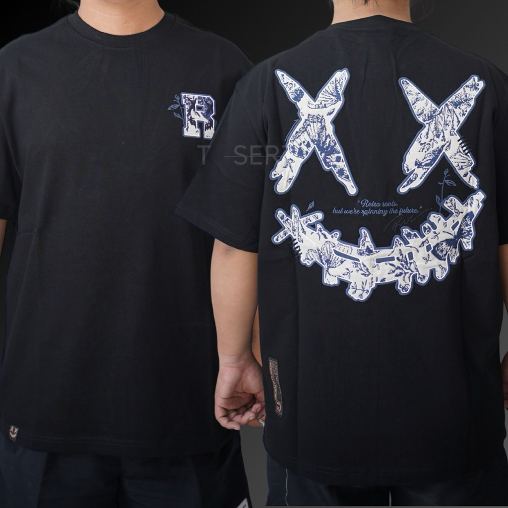 Ricky Is Clown Blue and White Porcelain Black Tee Original / Baju kaos Ricky Is Clown Authentic