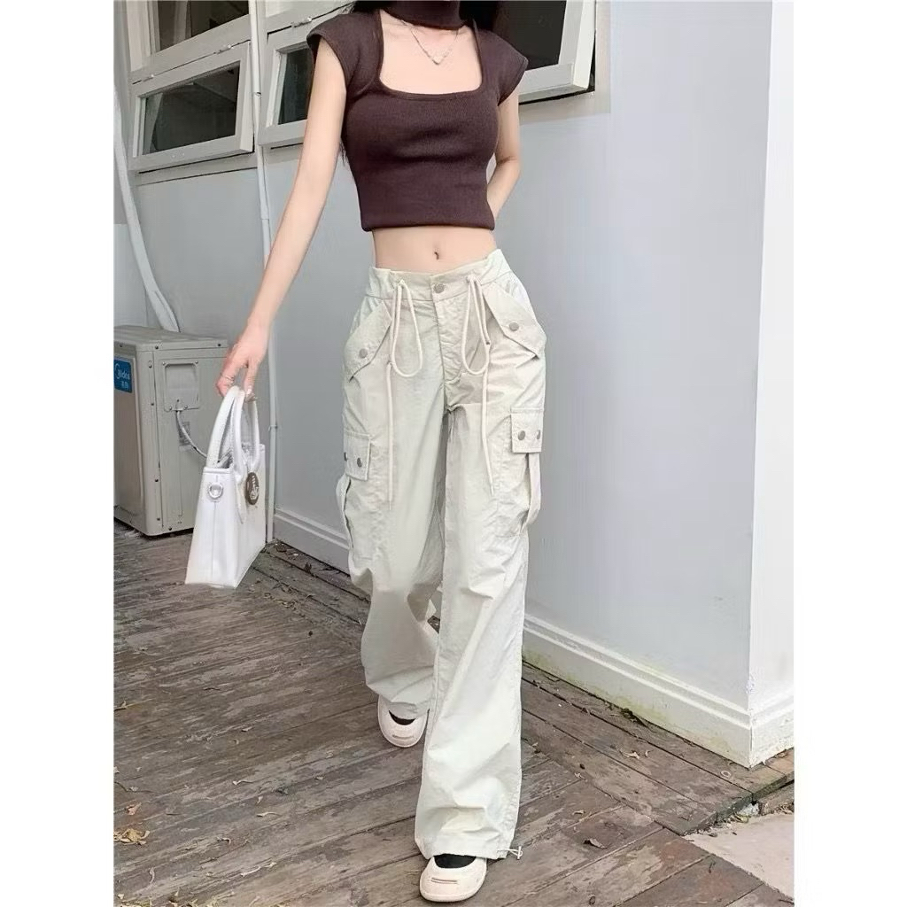 ADISTRY FASHION - Lily Cargo - Celana wanita korean style - Celana cargo highwaist Kasual Premium