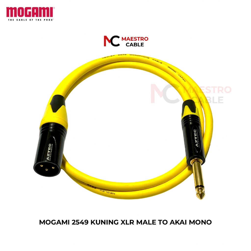 Kabel Mogami Gold XLR Male to Akai Mono Aztec 6.35 Mogami 2549 Kuning Original Japan