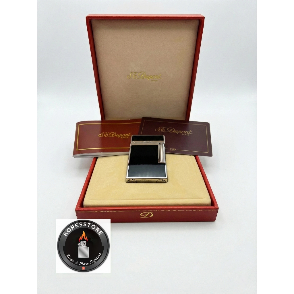 S.T. Dupont Ligne 2 Black Laque de Chine Silver Tr Authentic Luxury Lighter Pemantik Dupont Original