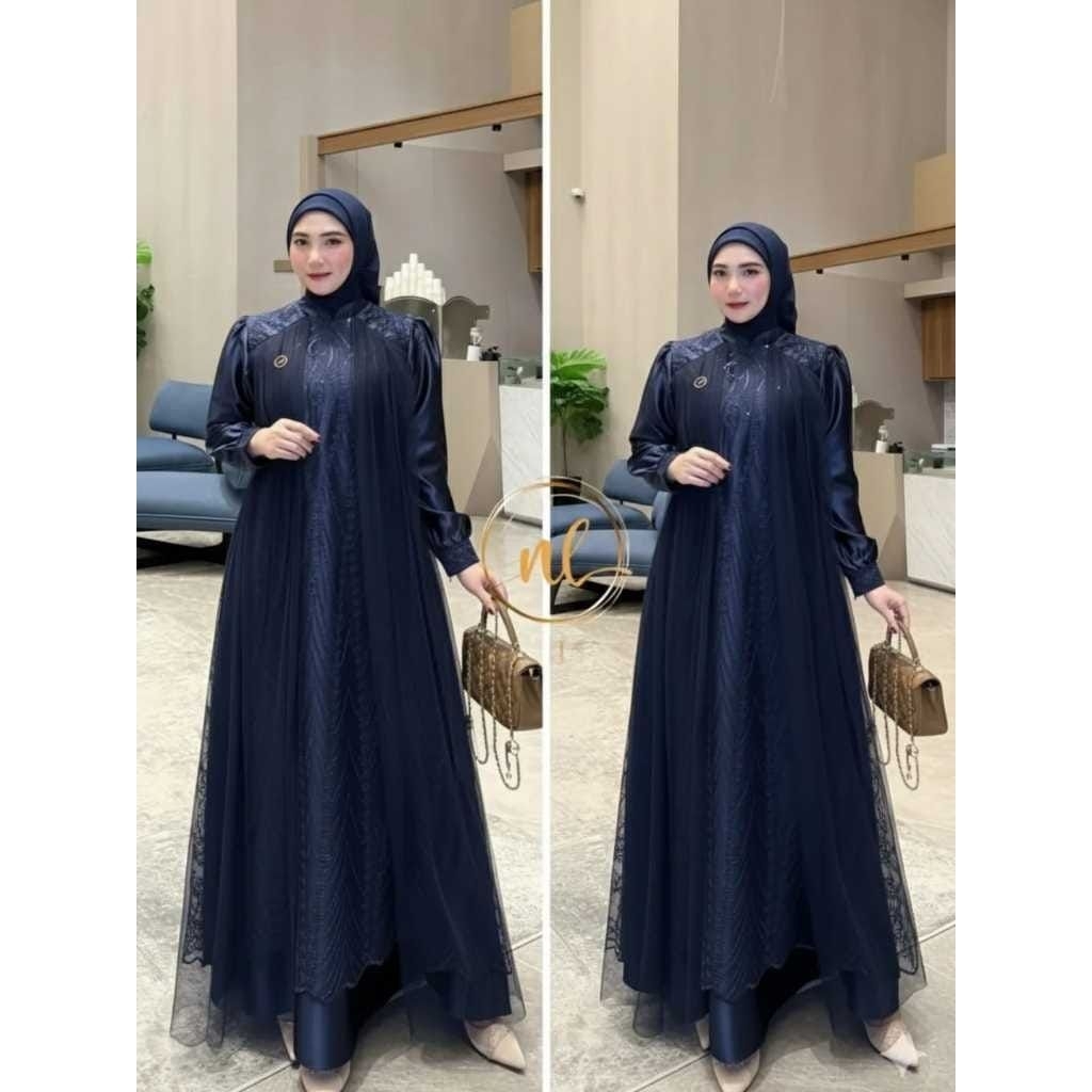 Gamis Mewah Leya Velvet Brukat Wanita Muslimah-4