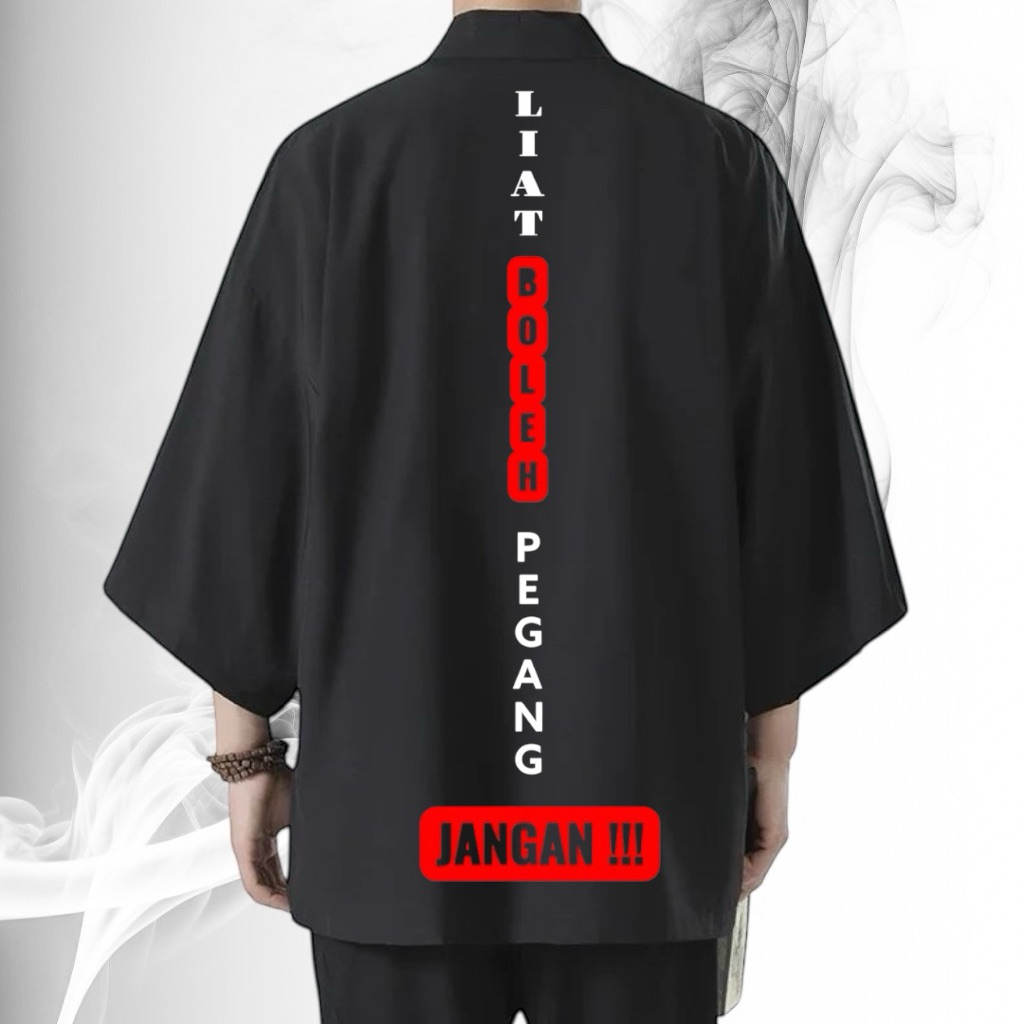NO - Kaos Cardigan Style Kimono Tulisan Warning Distro / Style Kimono Cardigan Casual / Cardigan Kim