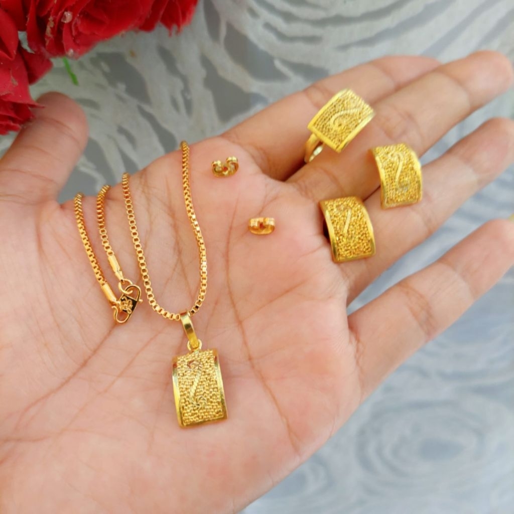 Set kalung bali Design kotak ukir polos