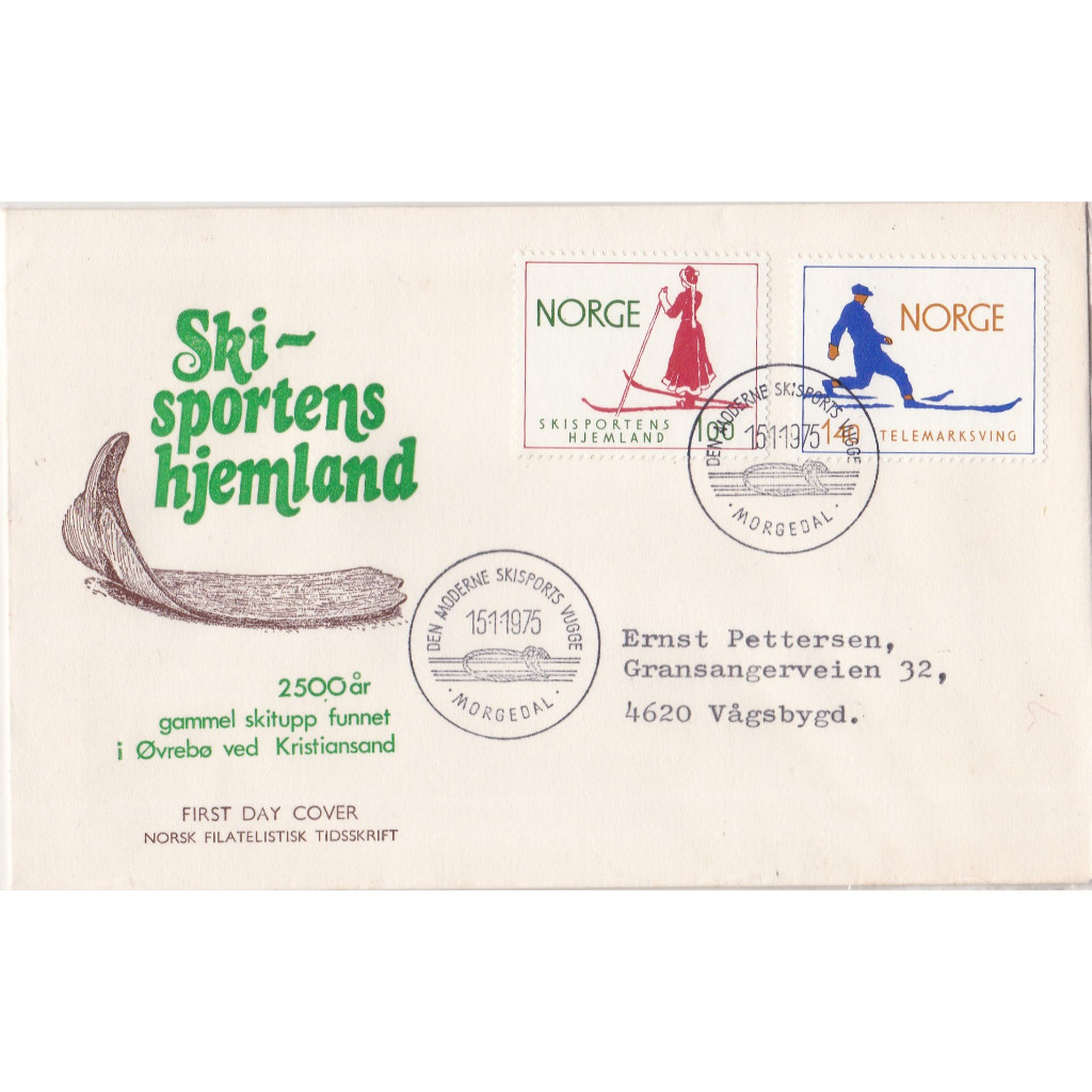 A090 Perangko Fdc Shp Norwegia 1975 Skiing  1 Pcs Original