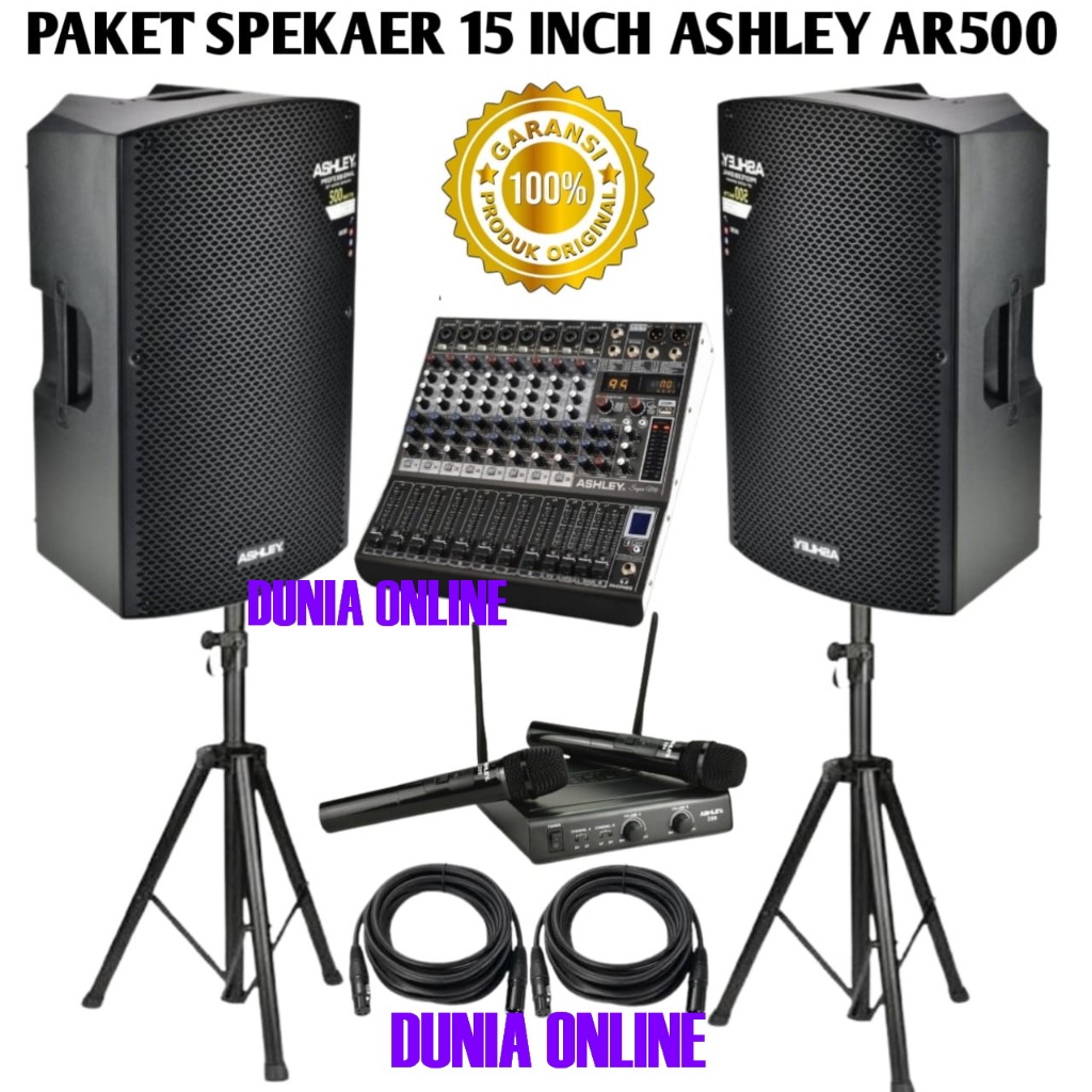 Paket Sound System Aktif Ashley Ar500 Original Speaker Aktif Ashley Ar 500 15inch