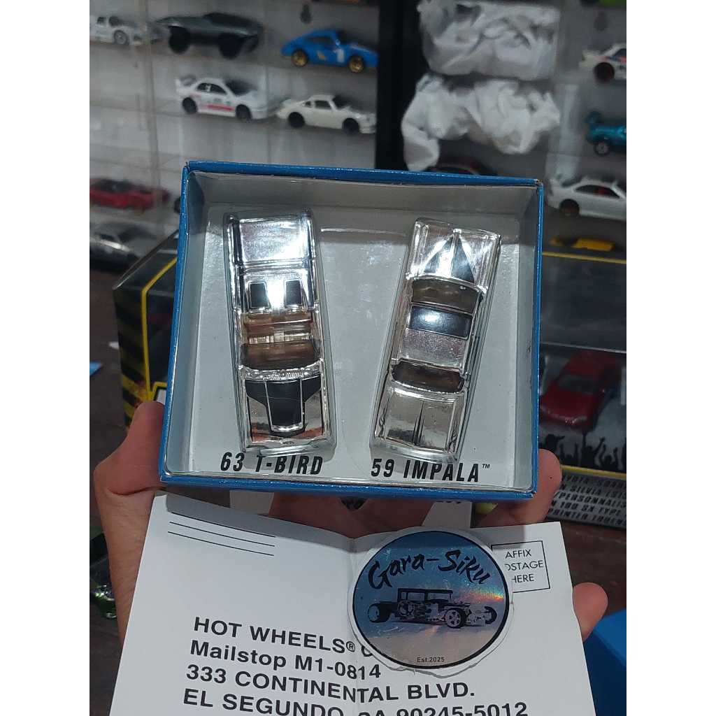 HOT WHEELS SPESIAL EDITION K.B TOYS SERIES 2 63 T-BIRD & 59 IMPALA CROME 1998 (VERY HARD TO FIND)