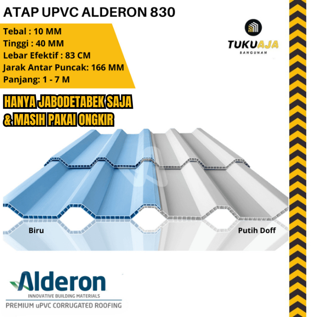 HANYA PENGIRIMAN JABODETABEK Atap uPVC ALDERON 830 Kanopi uPVC Berongga Double Layer 3-6 Meter