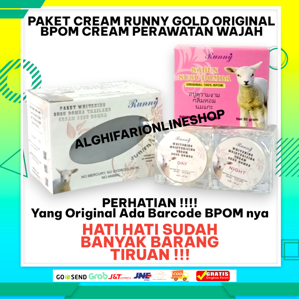 CREAM SUSU DOMBA RUNNY BPOM ORIGINAL VARIASI GOLD  / CREAM SUSU DOMBA / CREAM PEMUTIH WAJAH