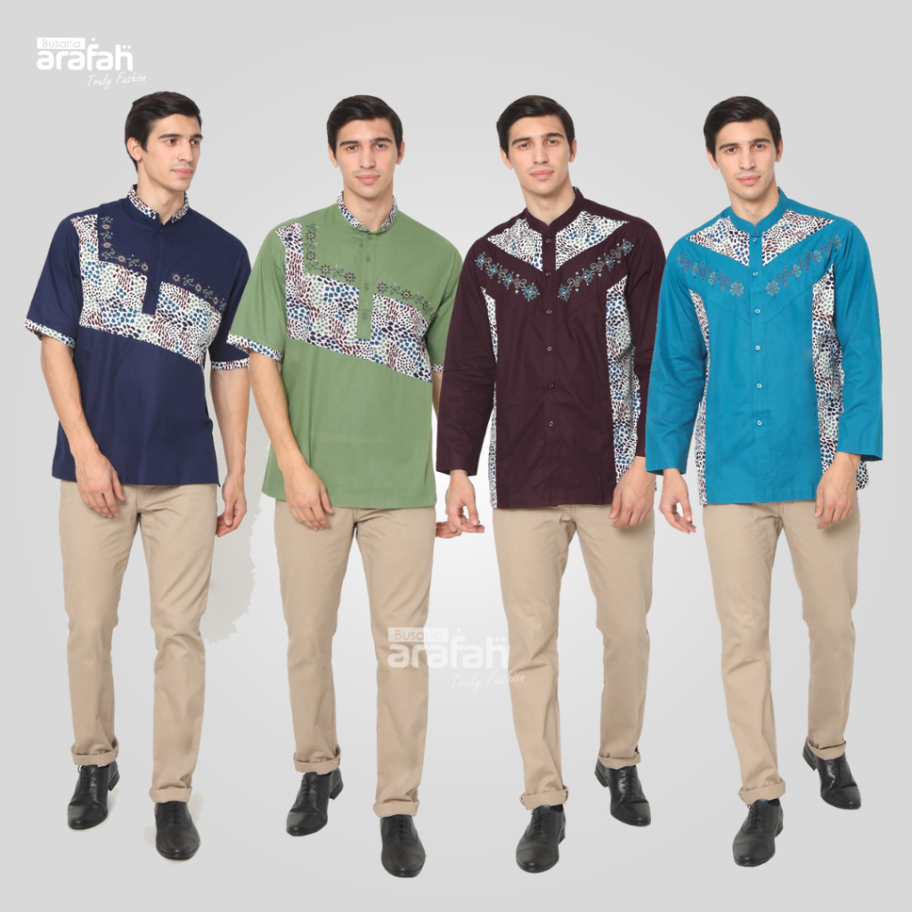 Arafah - Baju Koko Sarimbit Kirbi Jarsi Maroon / Tosca / Biru / Hijau
