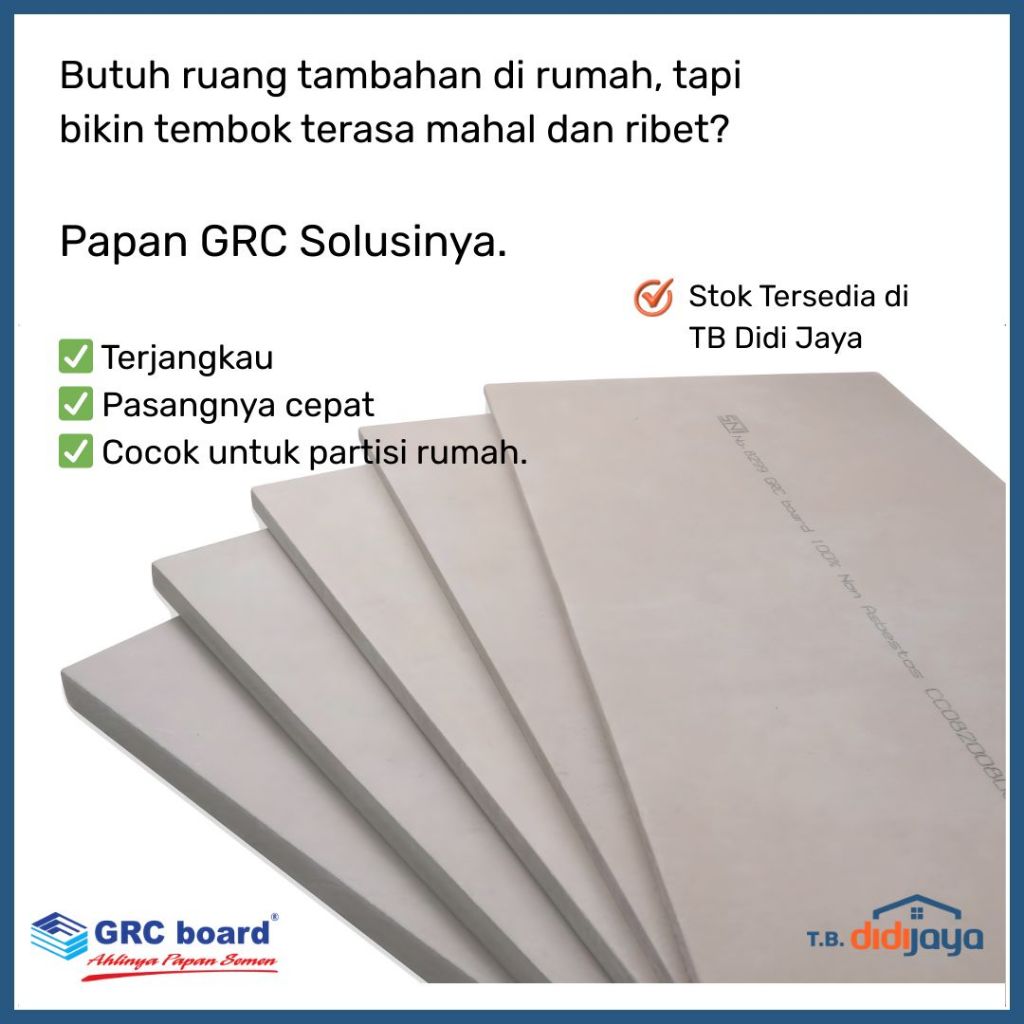 GRC Board Tebal 4mm - Papan Asbes Untuk wilayah Kabupaten Kendal