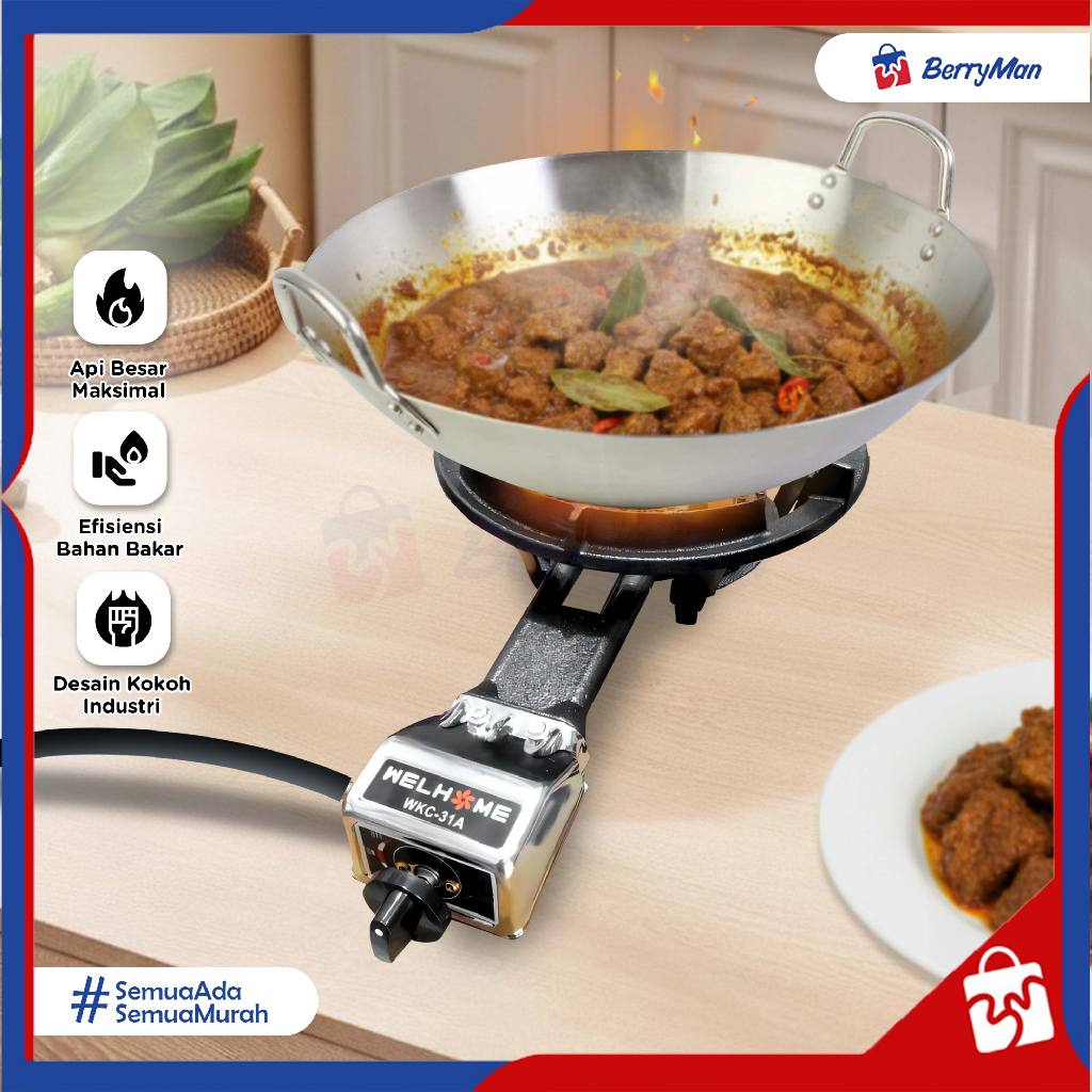 Welhome WKC-31A Kompor Cor Gas Industri Satu Tungku Api Besar Panas Merata