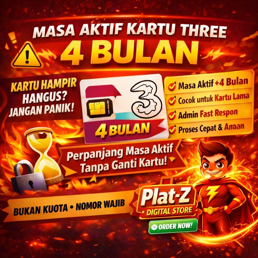 MASA AKTIF KARTU TRI 4 BULAN | COMBO MAUT KUOTA AON